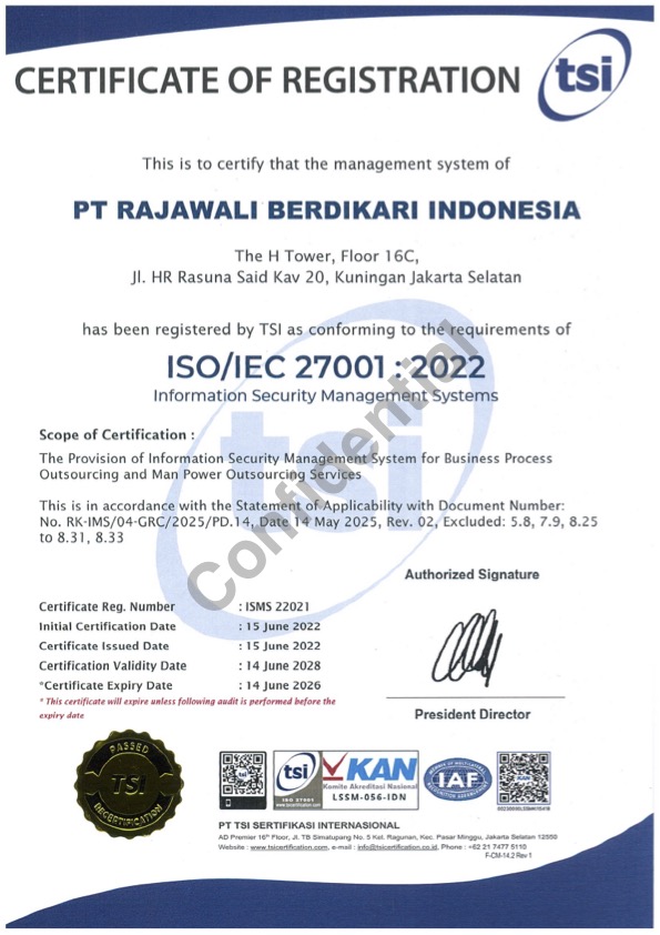 Certificated ISO 27001: 2022